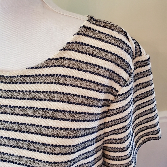 LOFT- NWOT- 🦋 Striped Blue and Ivory Midi Dress- Size 14 - Picture 4 of 10